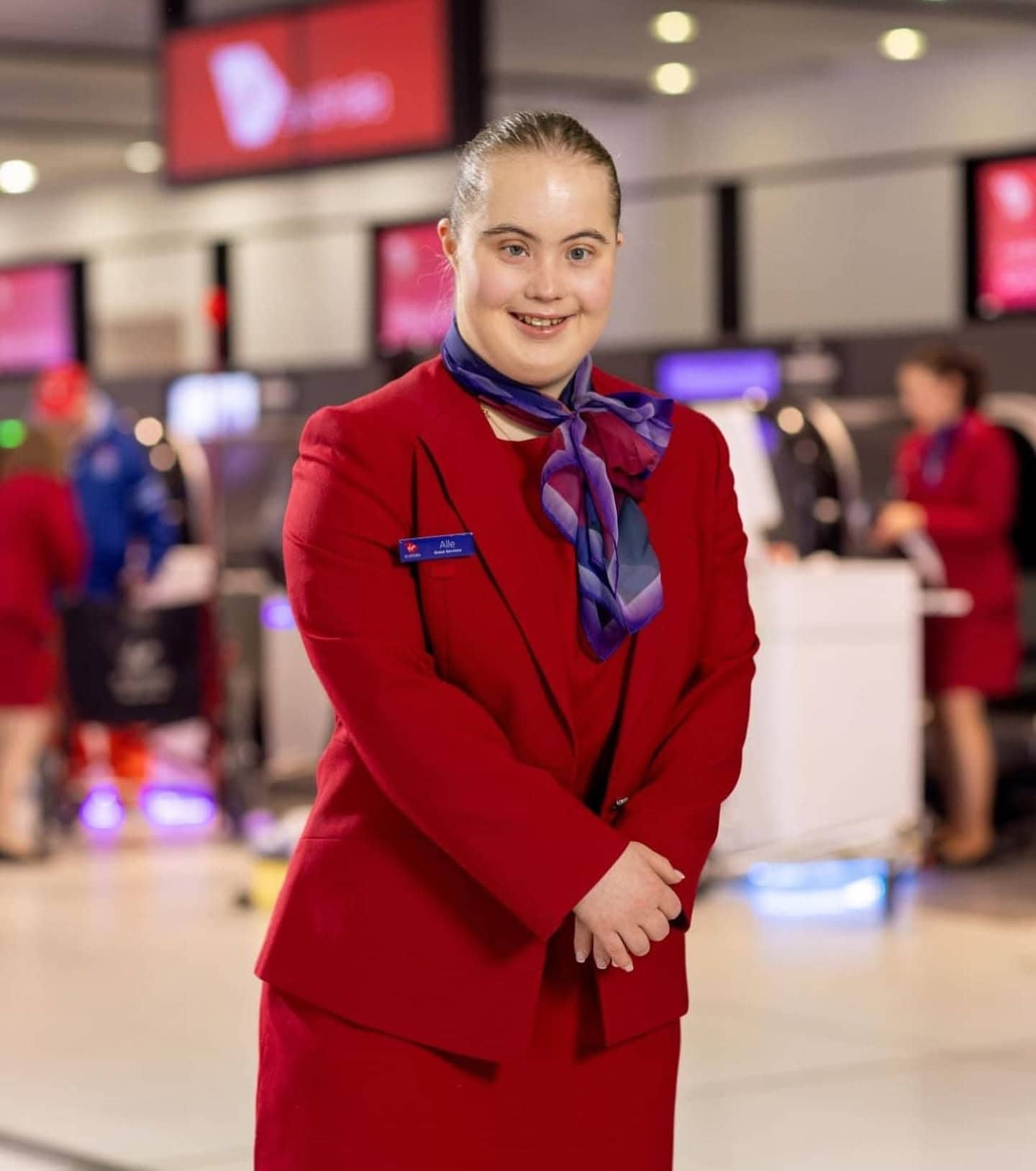 Proud in an airline crew uniform